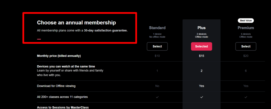 MasterClass 30-day Guarantee