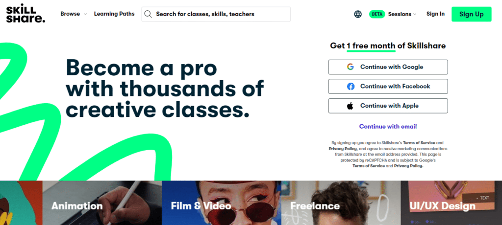 skillshare Interface